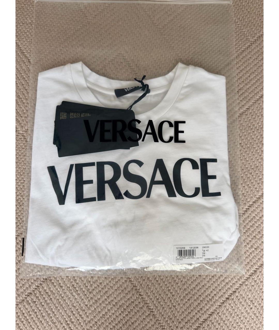 VERSACE Белая хлопко-эластановая футболка, фото 3