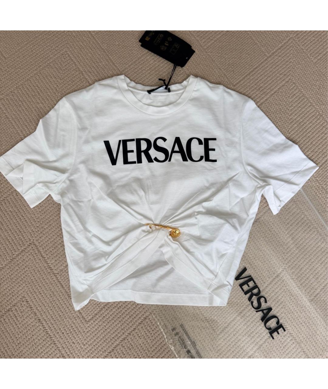 VERSACE Белая хлопко-эластановая футболка, фото 2