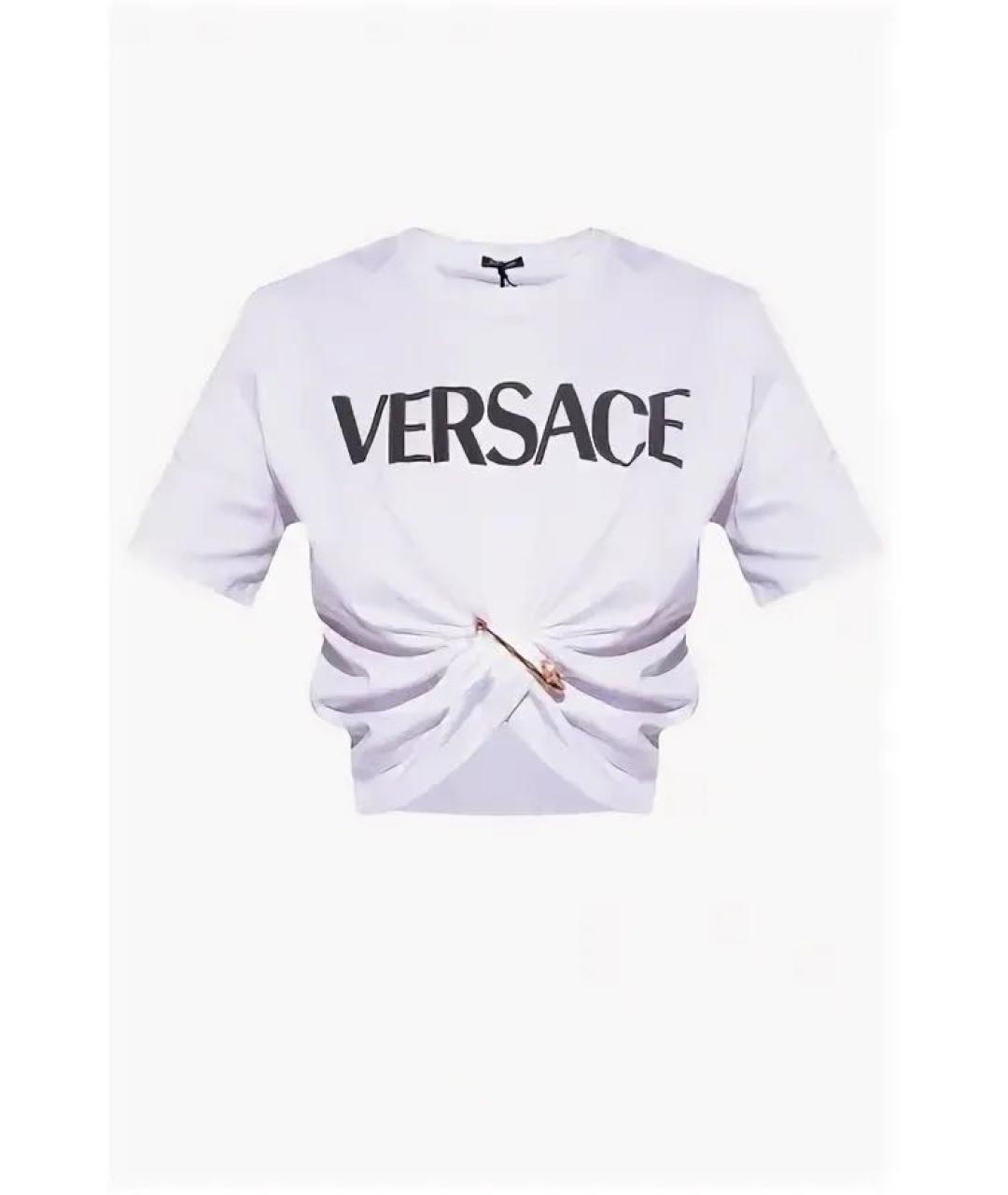 VERSACE Белая хлопко-эластановая футболка, фото 7
