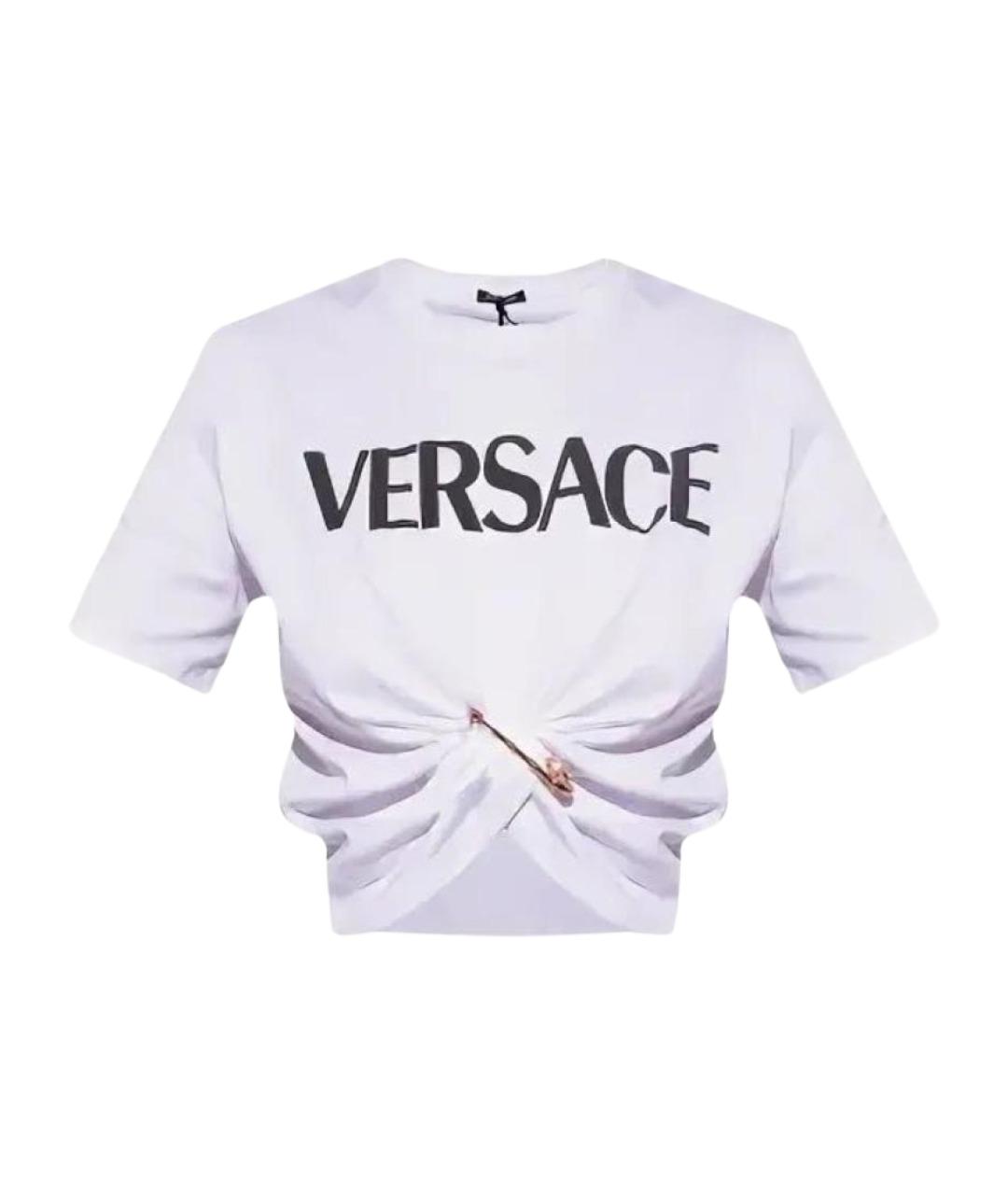 VERSACE Белая хлопко-эластановая футболка, фото 1