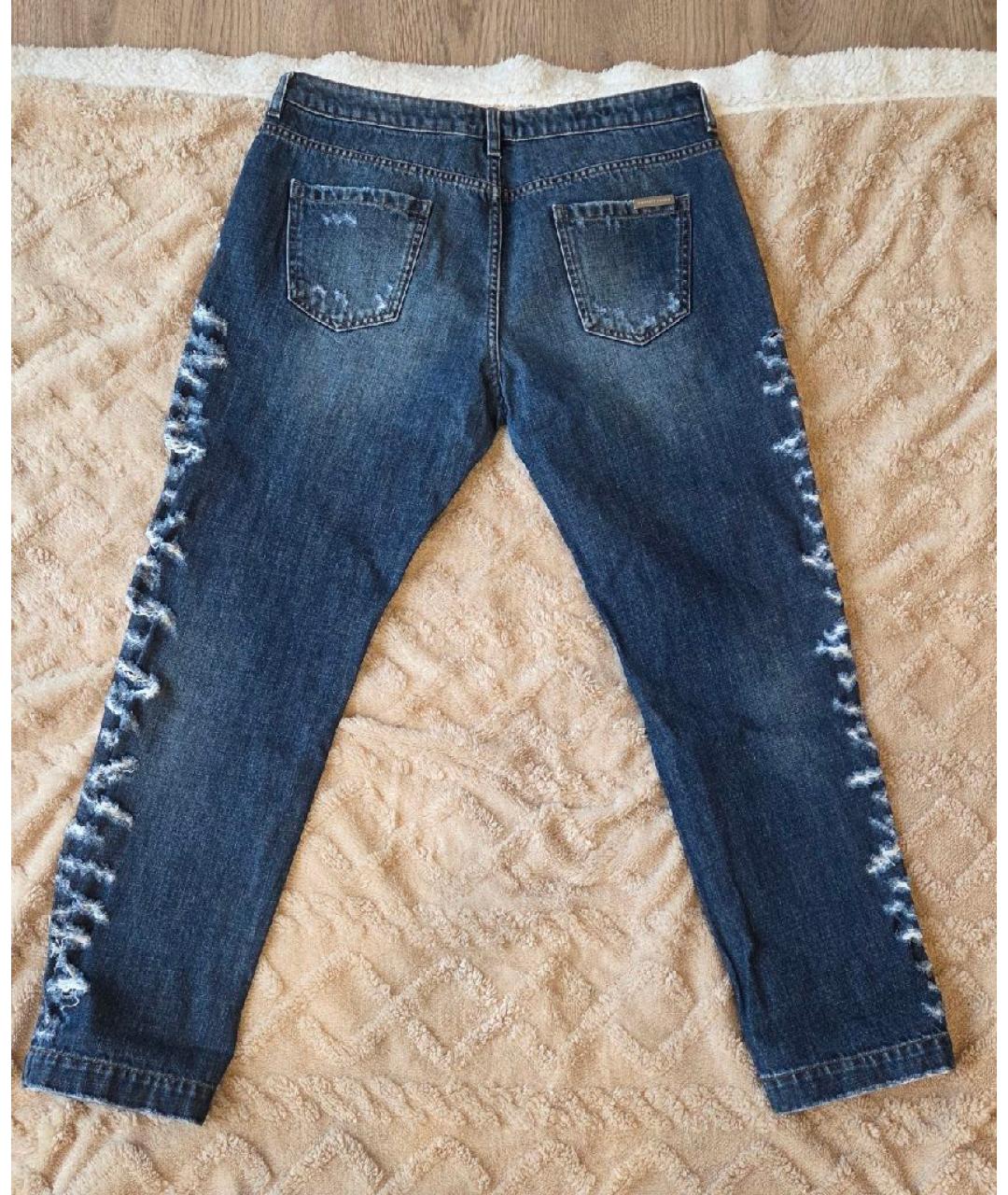 PHILIPP PLEIN Синие хлопко-полиэстеровые прямые джинсы, фото 2