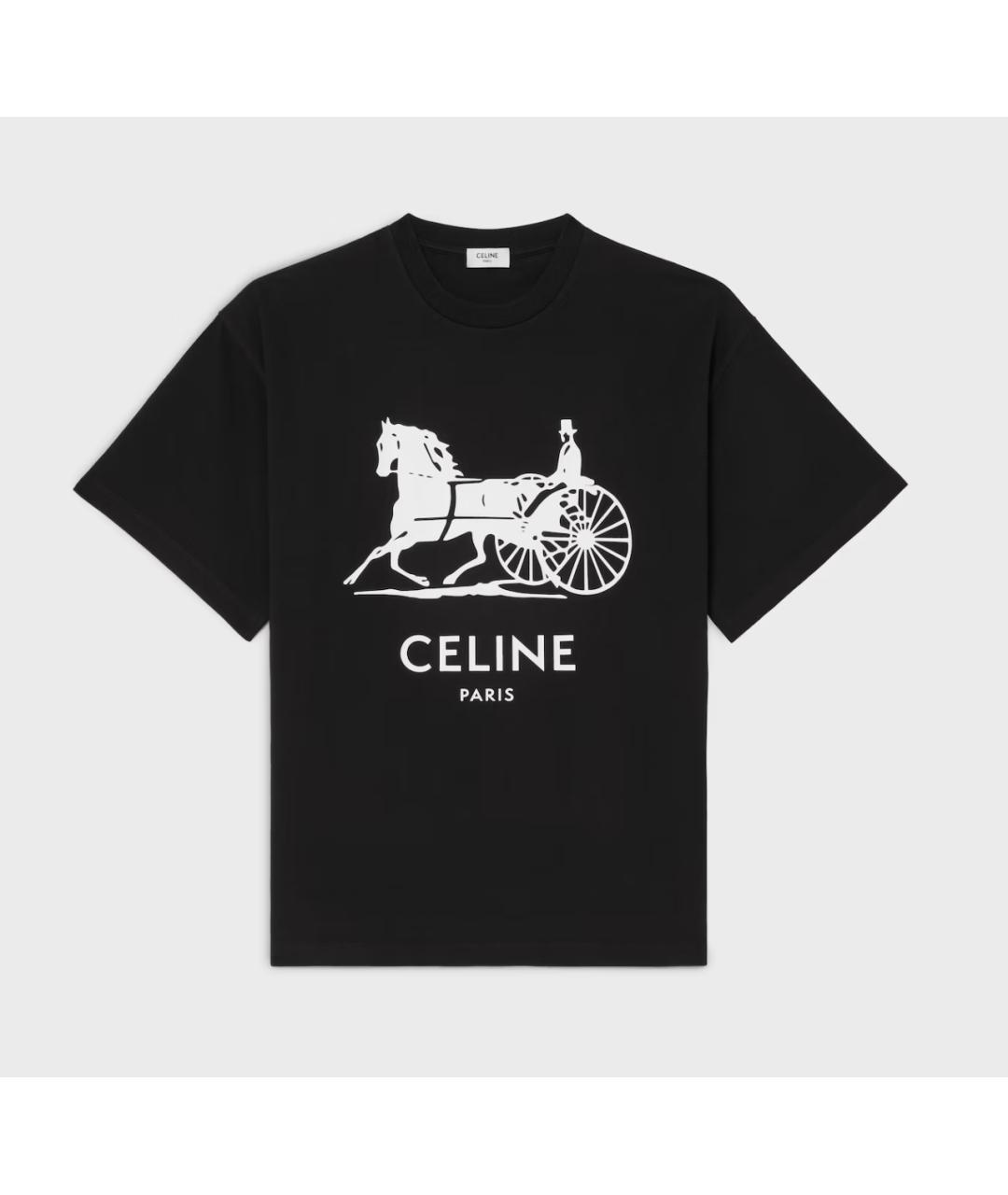 CELINE Черная хлопковая футболка, фото 4