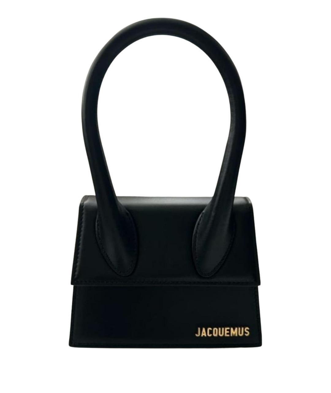 JACQUEMUS Черная кожаная сумка с короткими ручками, фото 1