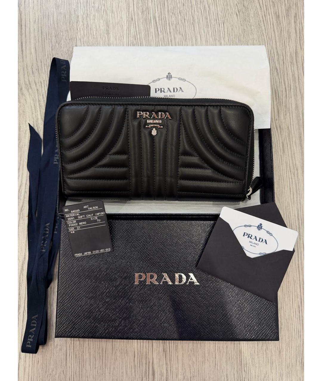 PRADA Черный кожаный кошелек, фото 2