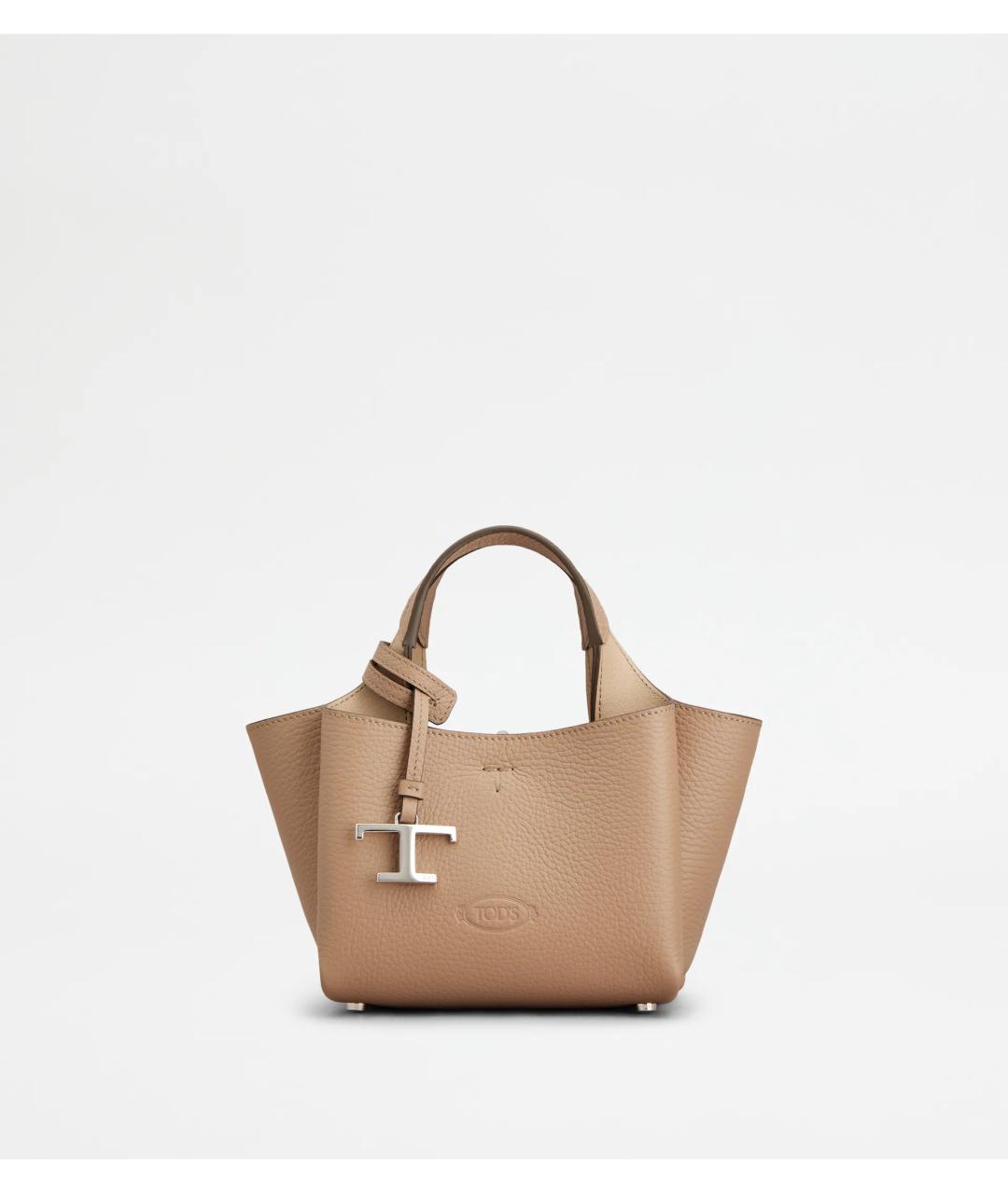 TOD'S Бежевая кожаная сумка с короткими ручками, фото 5