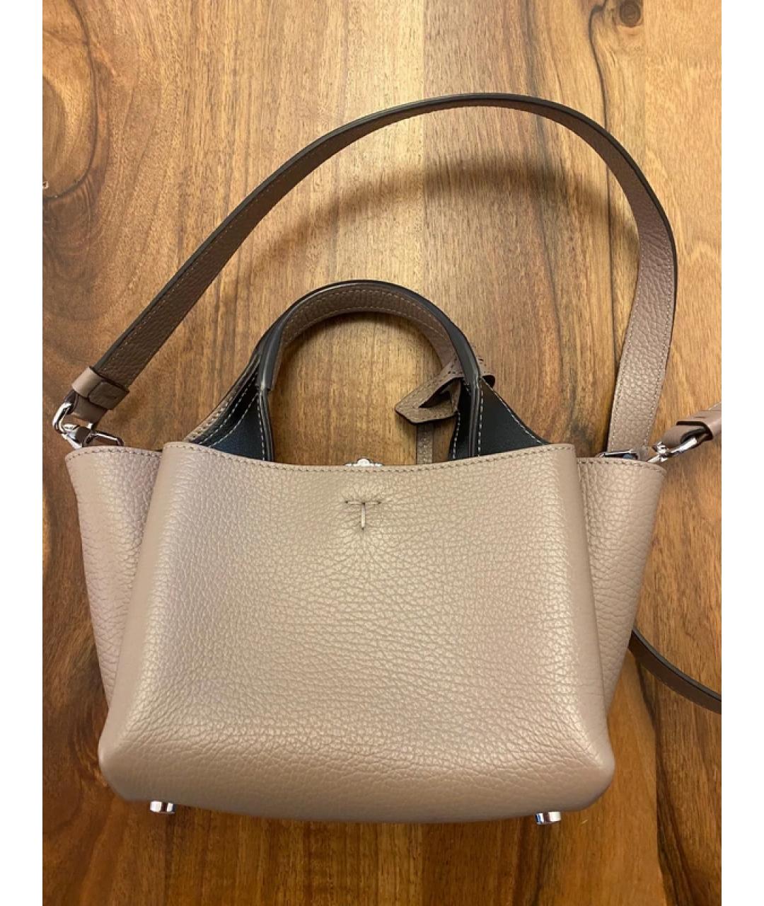TOD'S Бежевая кожаная сумка с короткими ручками, фото 3