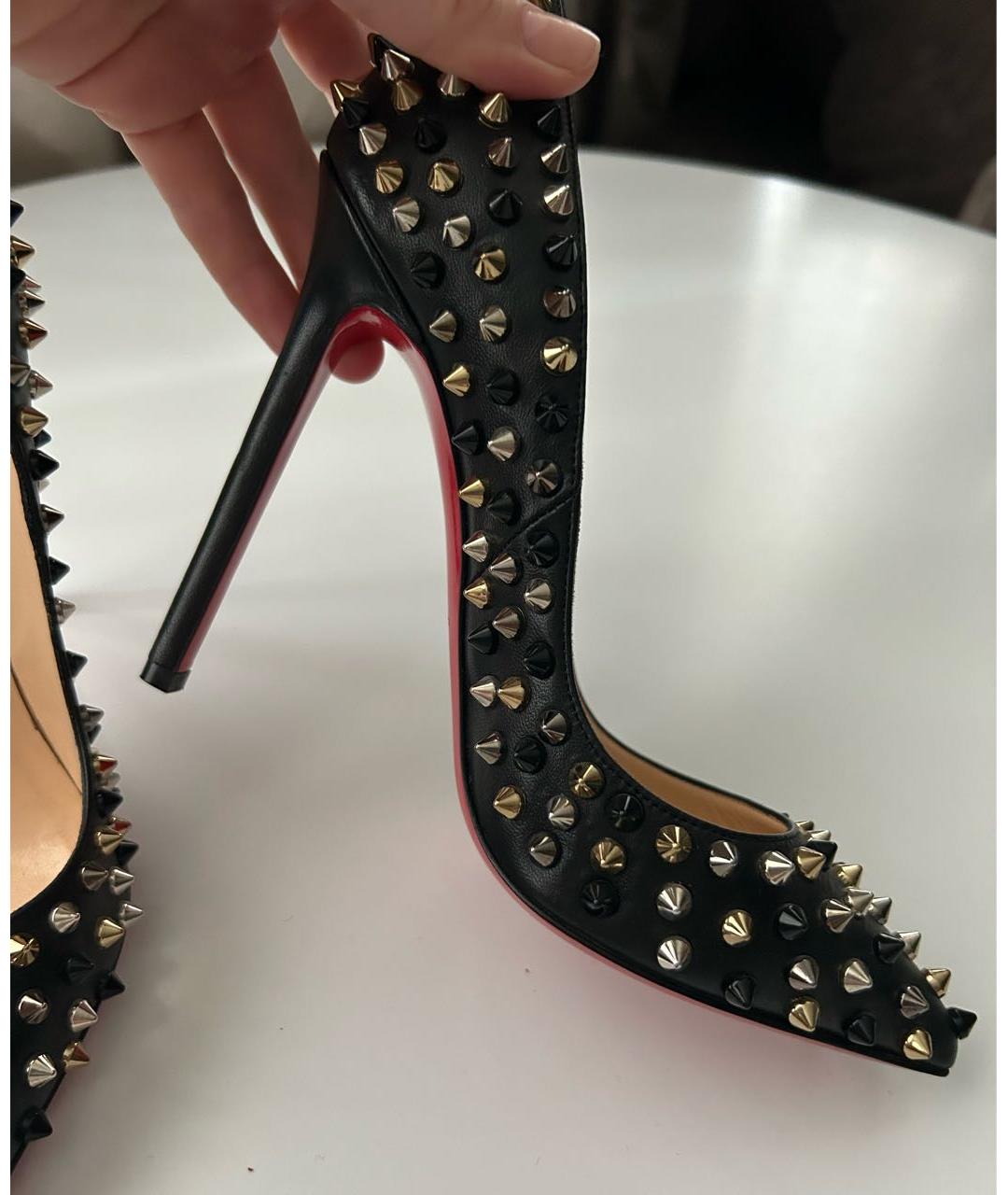 CHRISTIAN LOUBOUTIN Черные кожаные туфли, фото 4