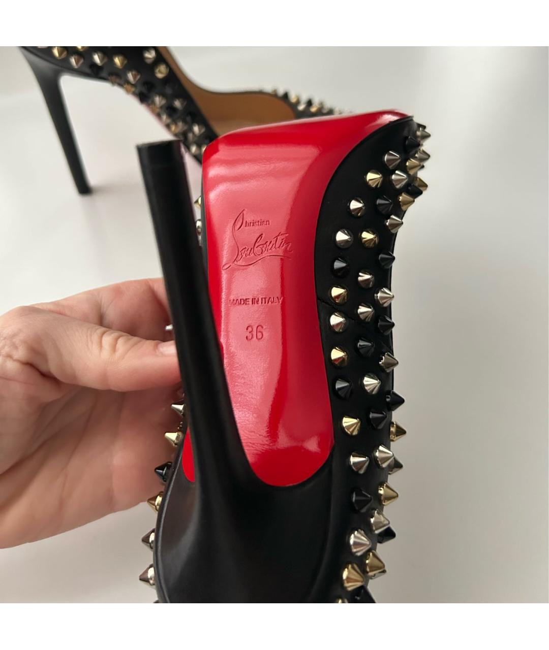 CHRISTIAN LOUBOUTIN Черные кожаные туфли, фото 5