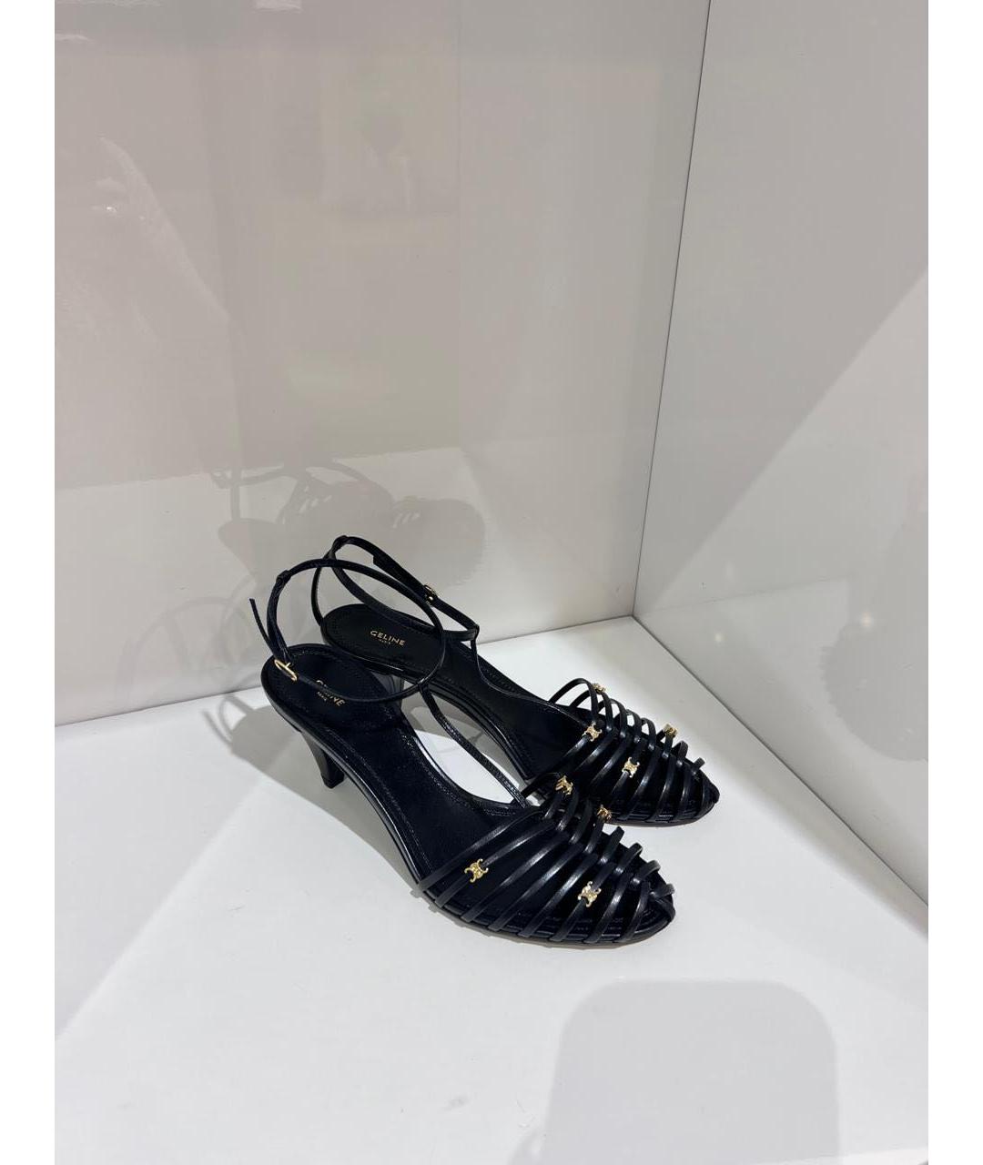 CELINE Черные кожаные босоножки, фото 2