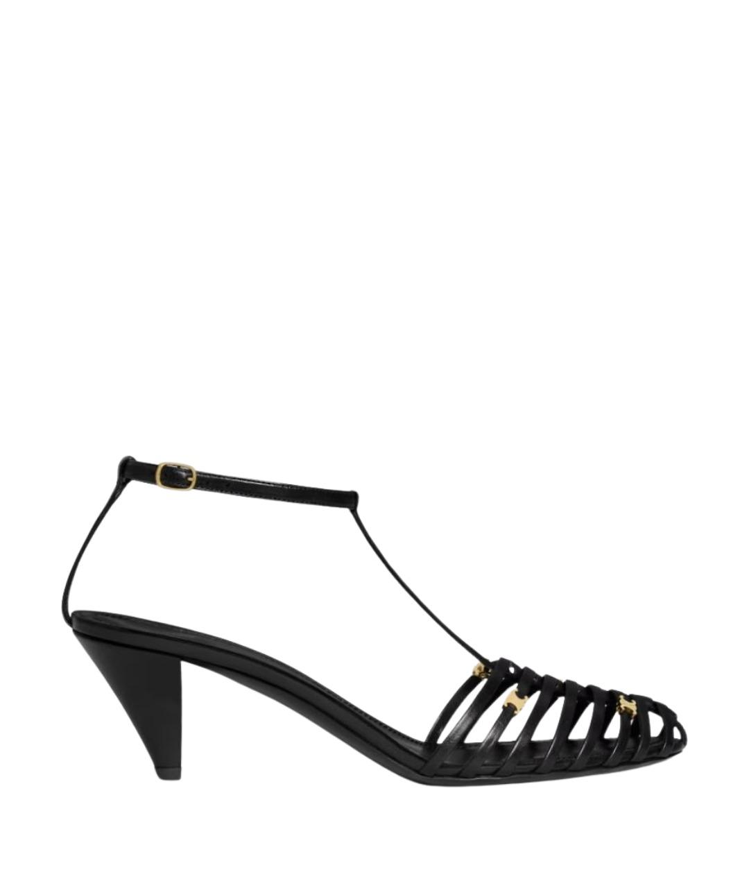 CELINE Черные кожаные босоножки, фото 1