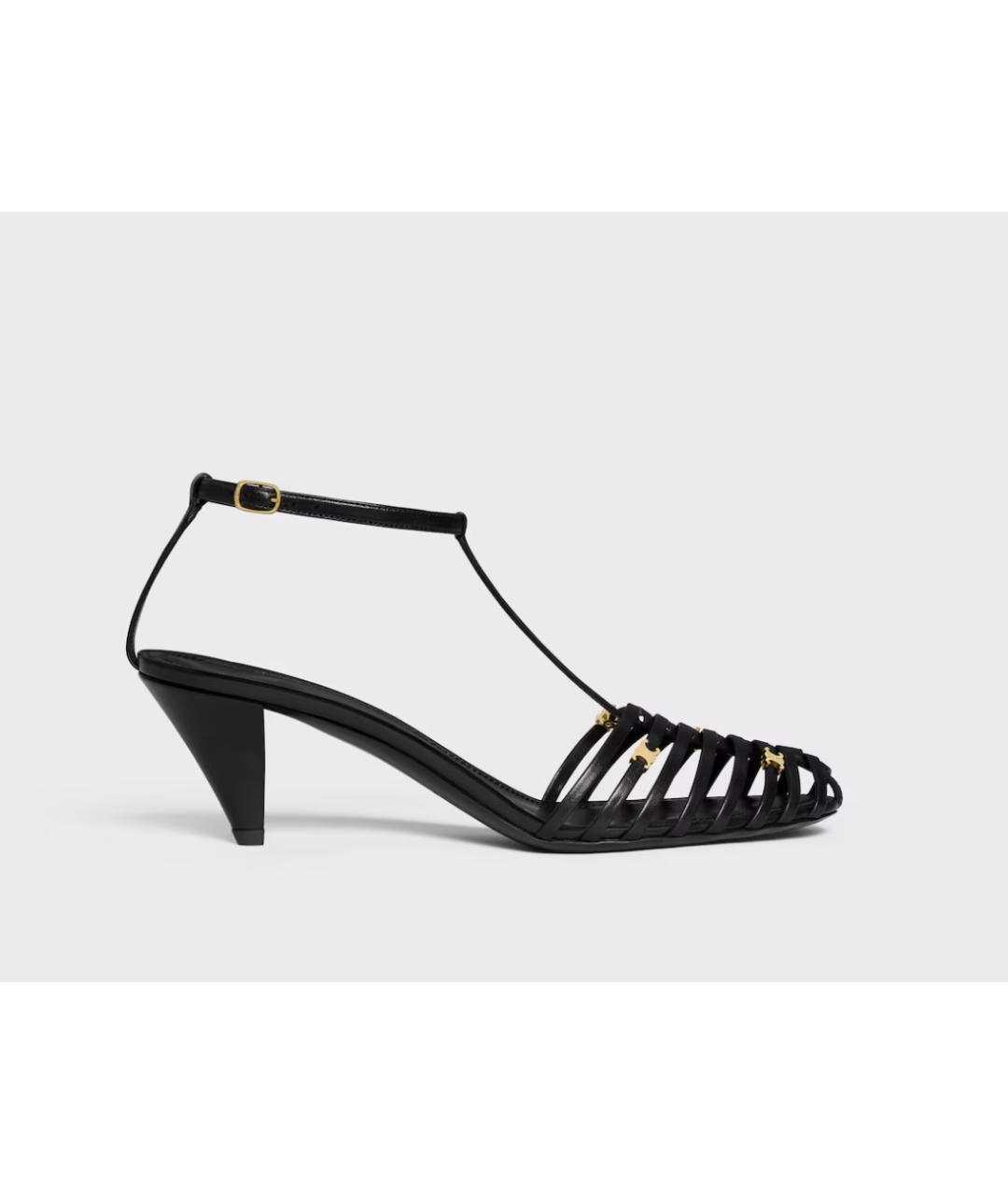CELINE Черные кожаные босоножки, фото 4