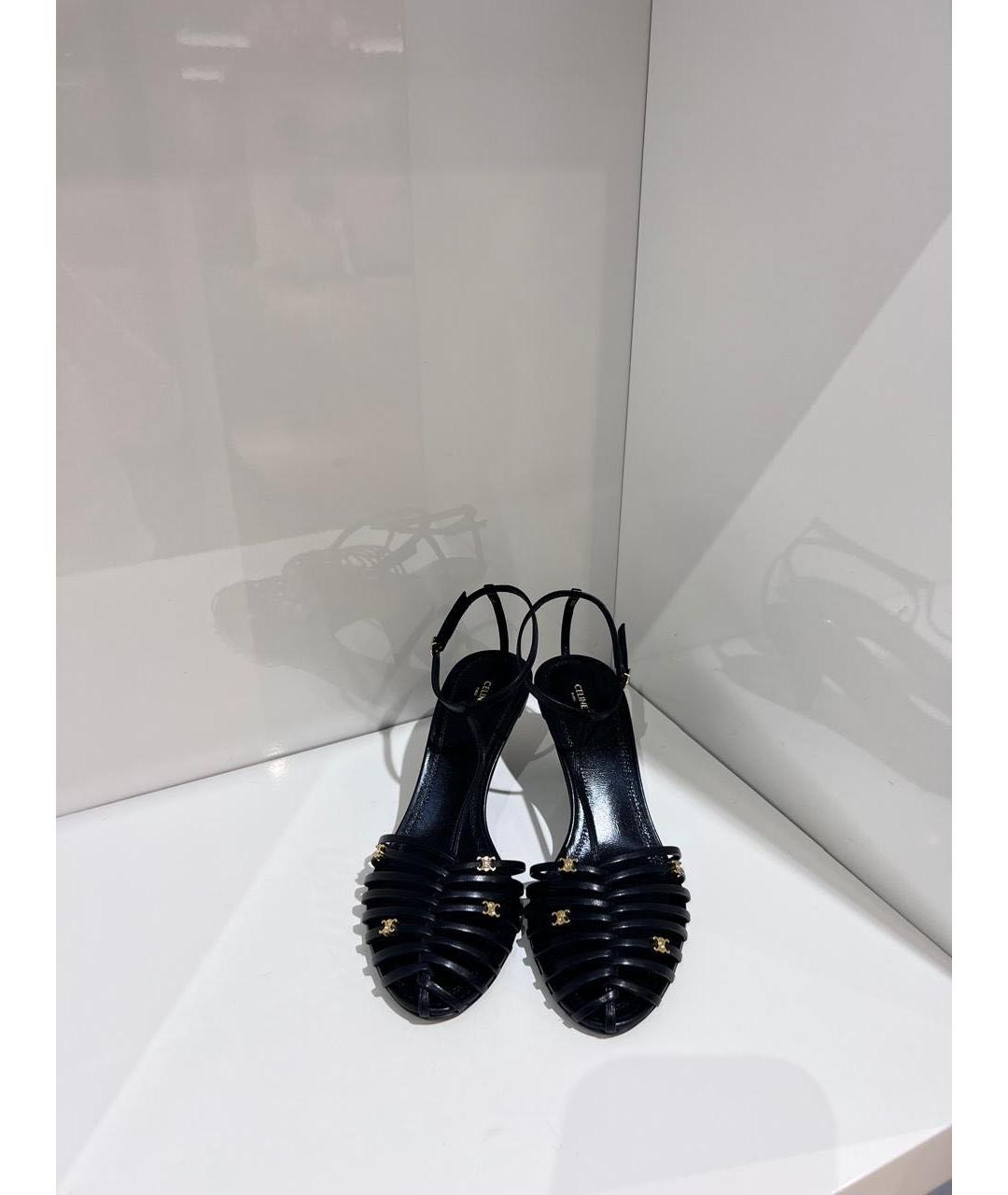 CELINE Черные кожаные босоножки, фото 3