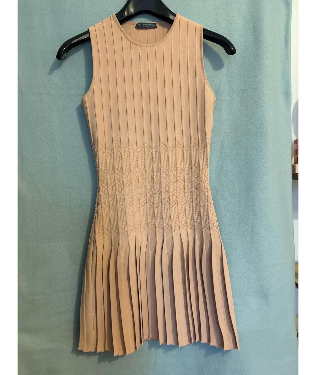ALEXANDER MCQUEEN Бежевое вискозное платье, фото 4