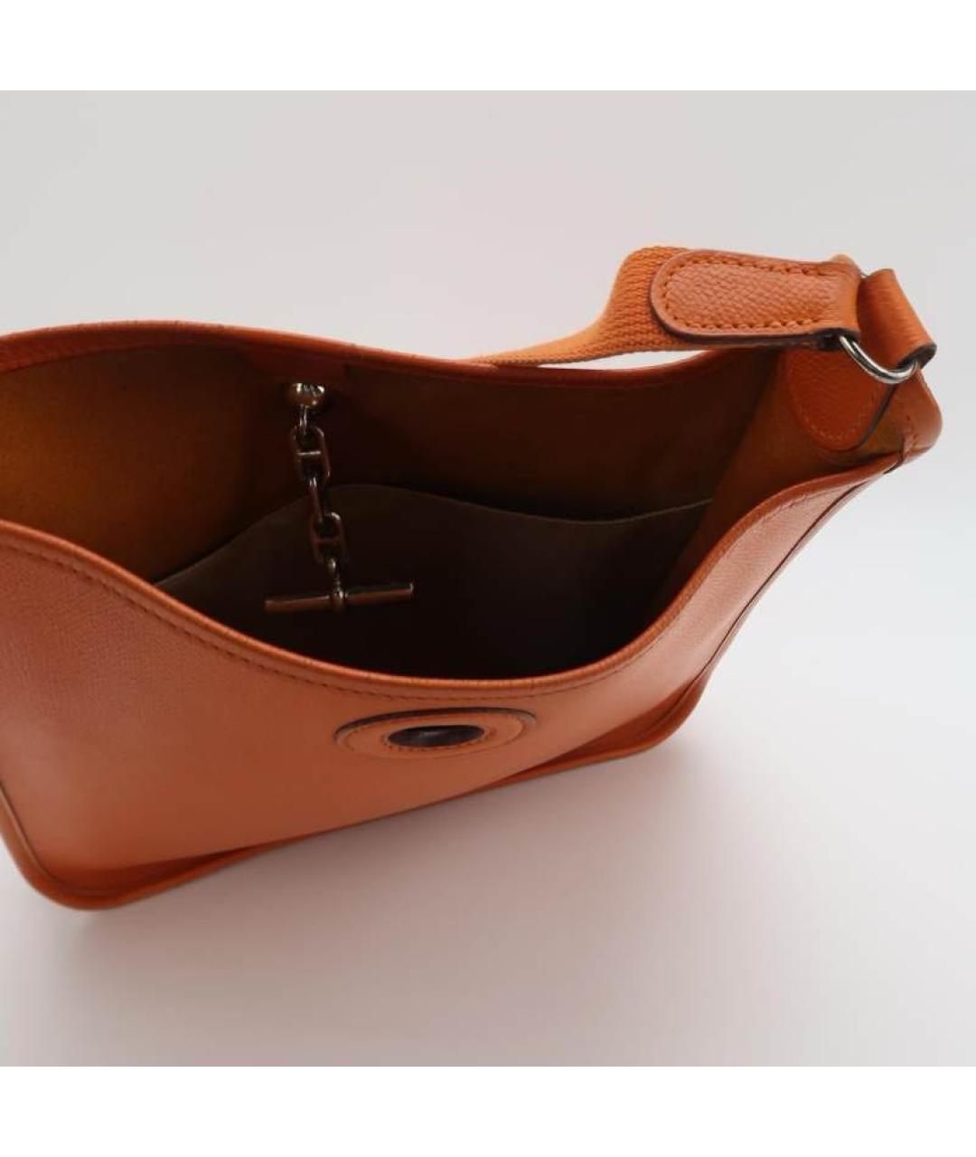 HERMES Оранжевая кожаная сумка через плечо, фото 4