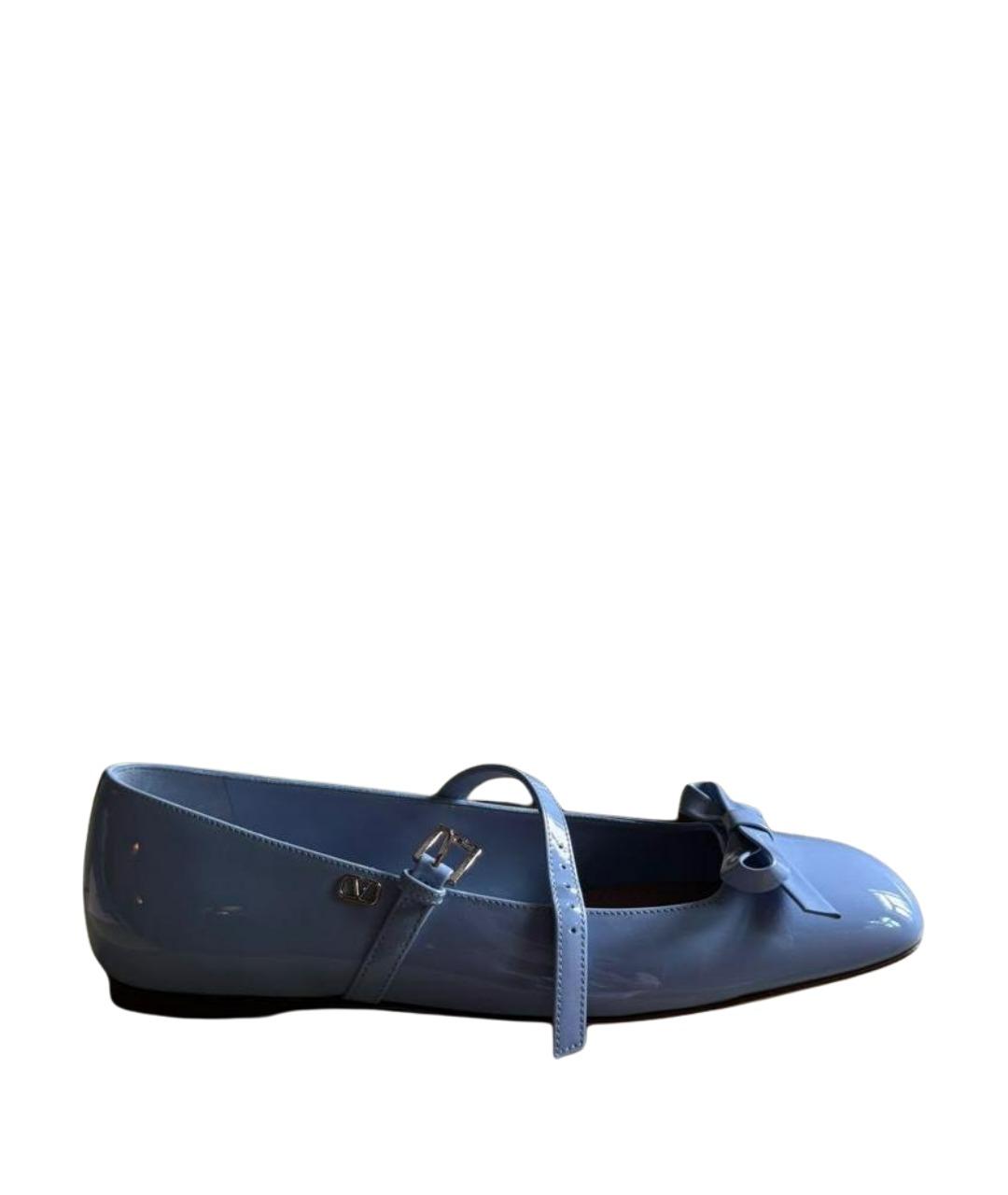 VALENTINO Голубые балетки из лакированной кожи, фото 1