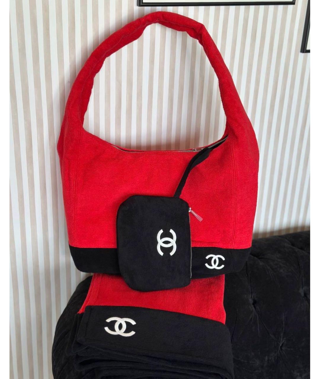 CHANEL Красная хлопковая пляжная сумка, фото 4