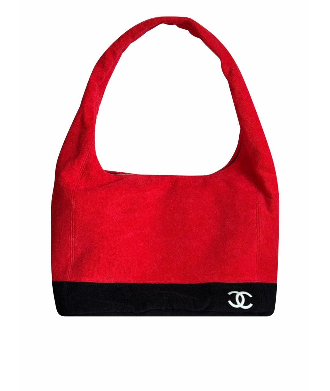 CHANEL Красная хлопковая пляжная сумка, фото 1
