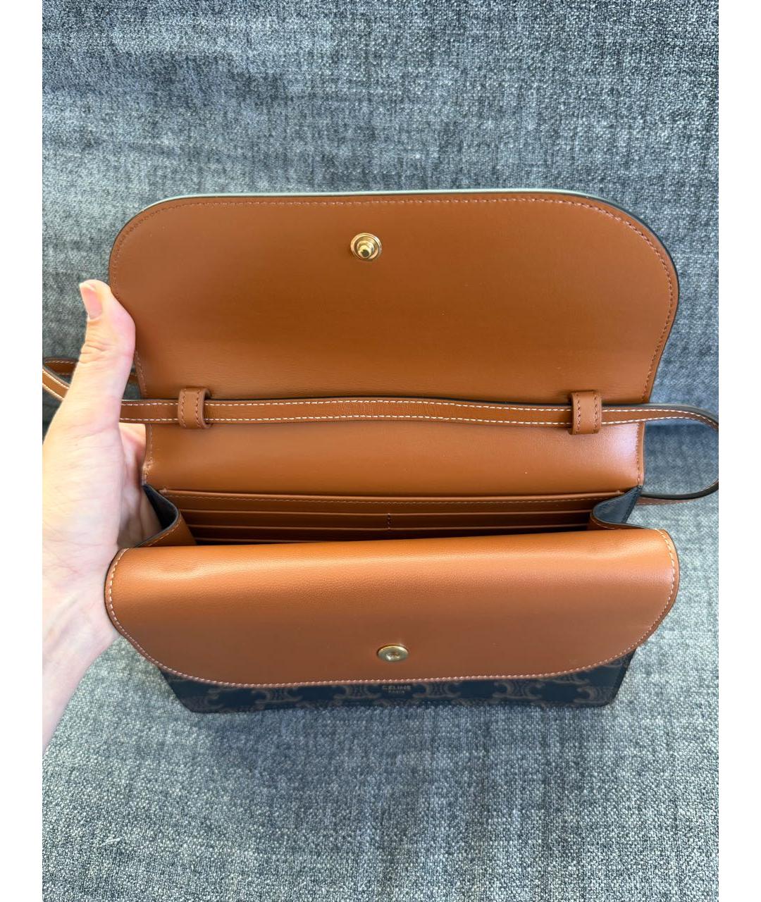 CELINE Коричневая кожаная сумка через плечо, фото 4