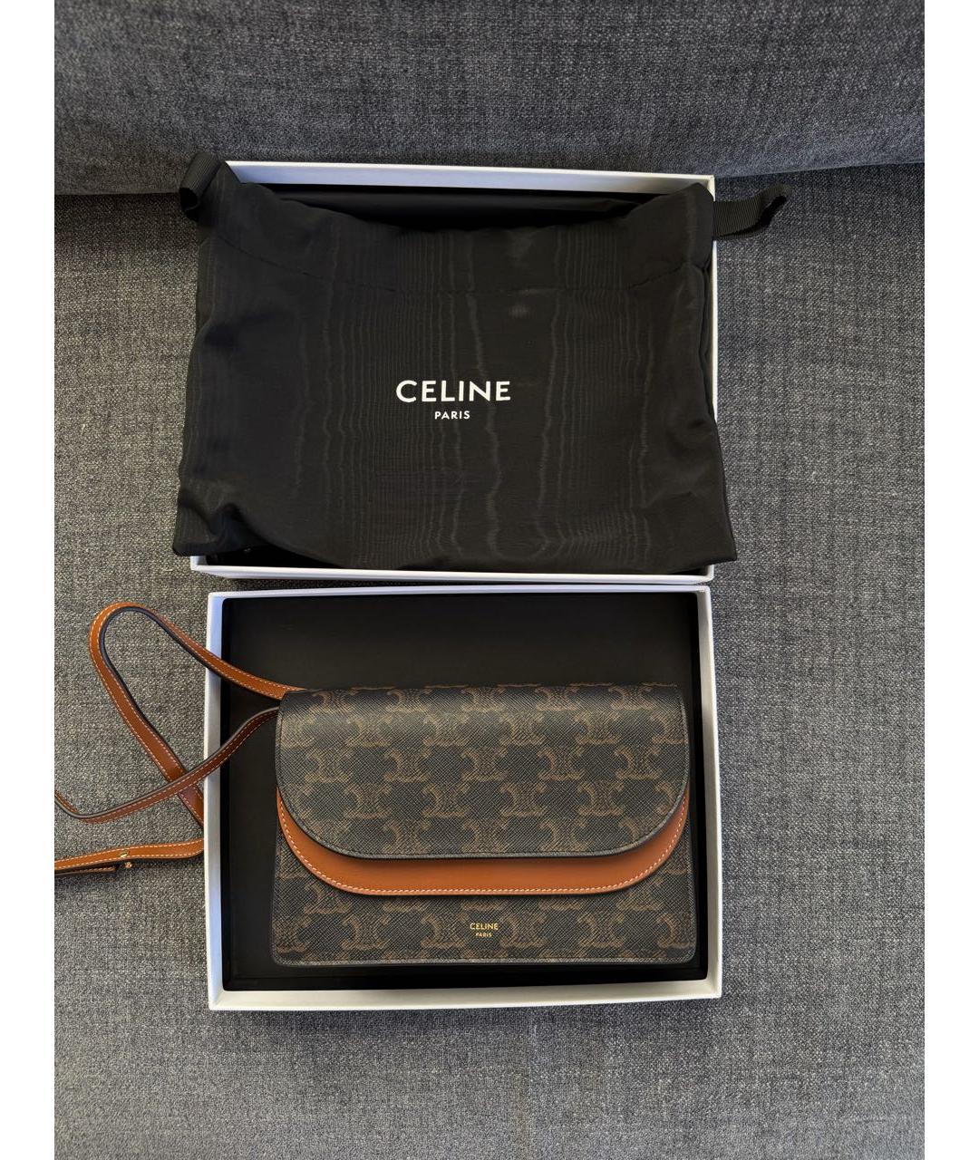 CELINE Коричневая кожаная сумка через плечо, фото 8