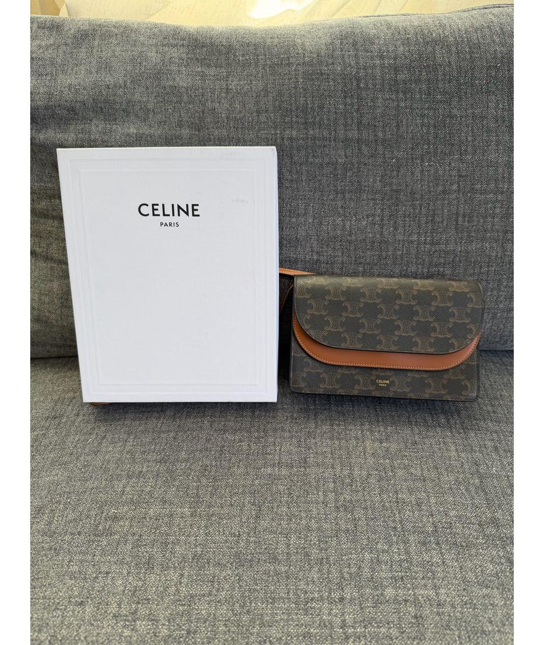 CELINE Коричневая кожаная сумка через плечо, фото 7