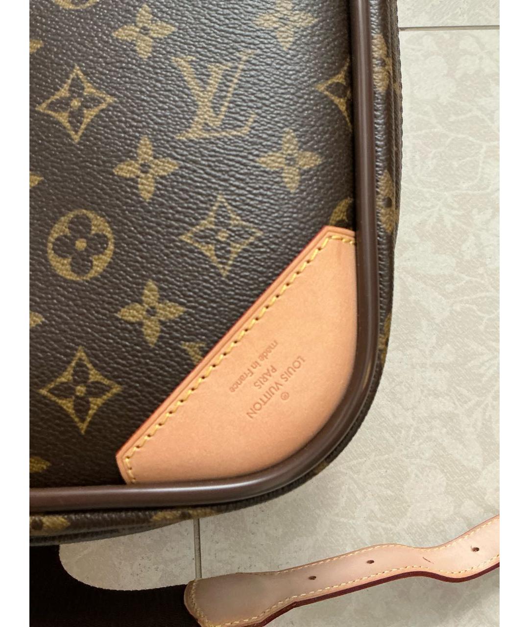 LOUIS VUITTON Коричневый кожаный чемодан, фото 7