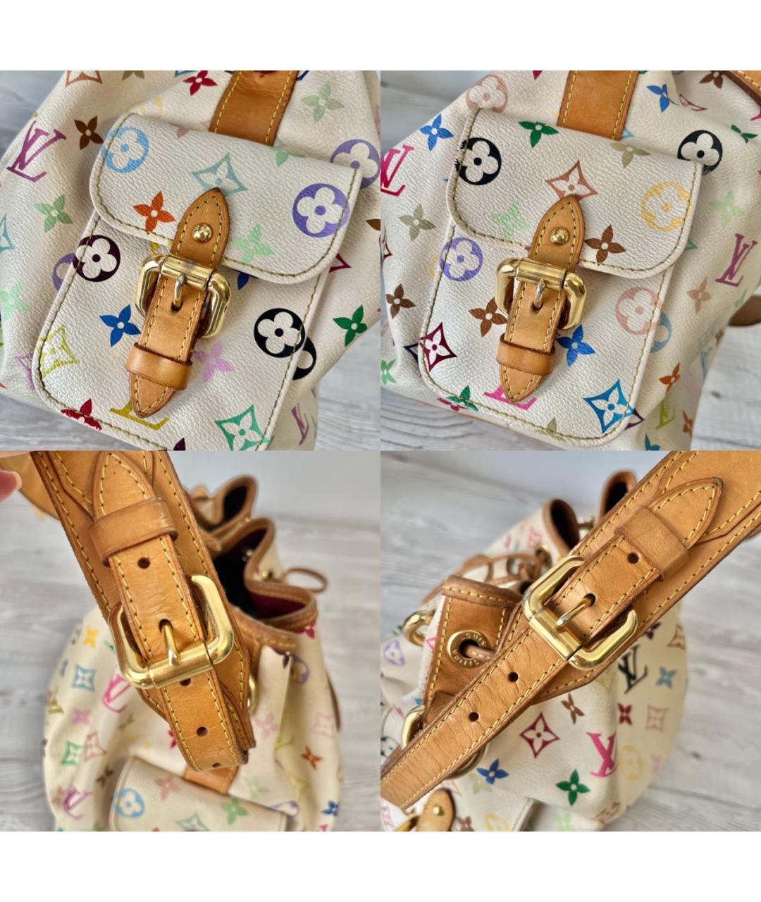 LOUIS VUITTON Белая канва сумка с короткими ручками, фото 5