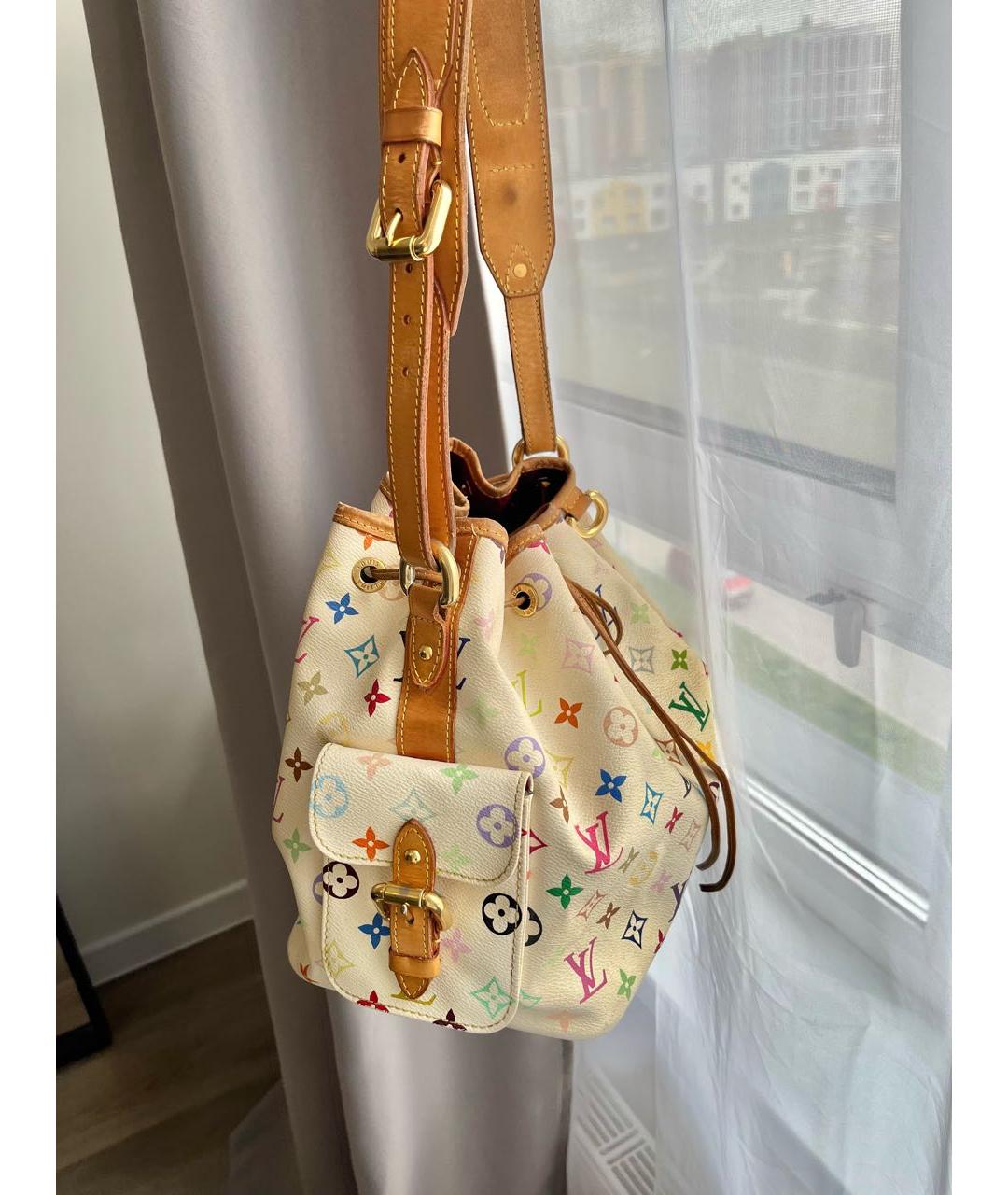 LOUIS VUITTON Белая канва сумка с короткими ручками, фото 7
