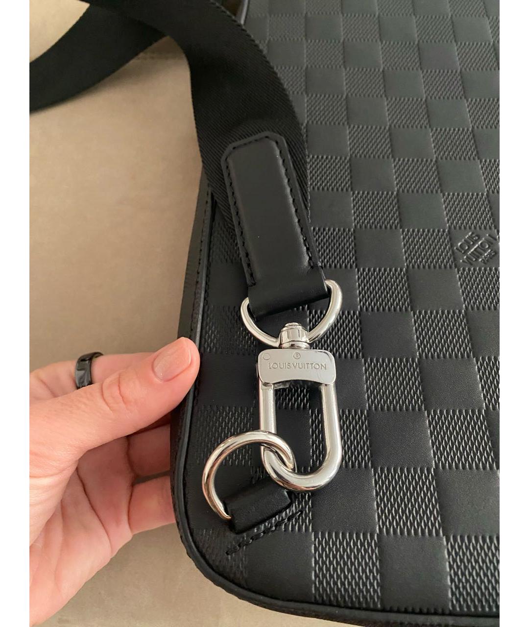 LOUIS VUITTON Черная кожаная сумка на плечо, фото 7