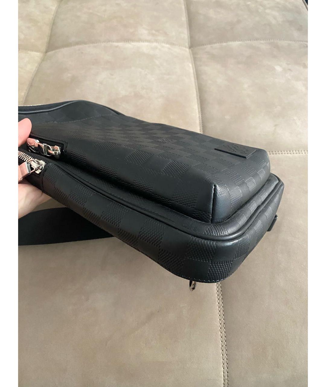 LOUIS VUITTON Черная кожаная сумка на плечо, фото 4