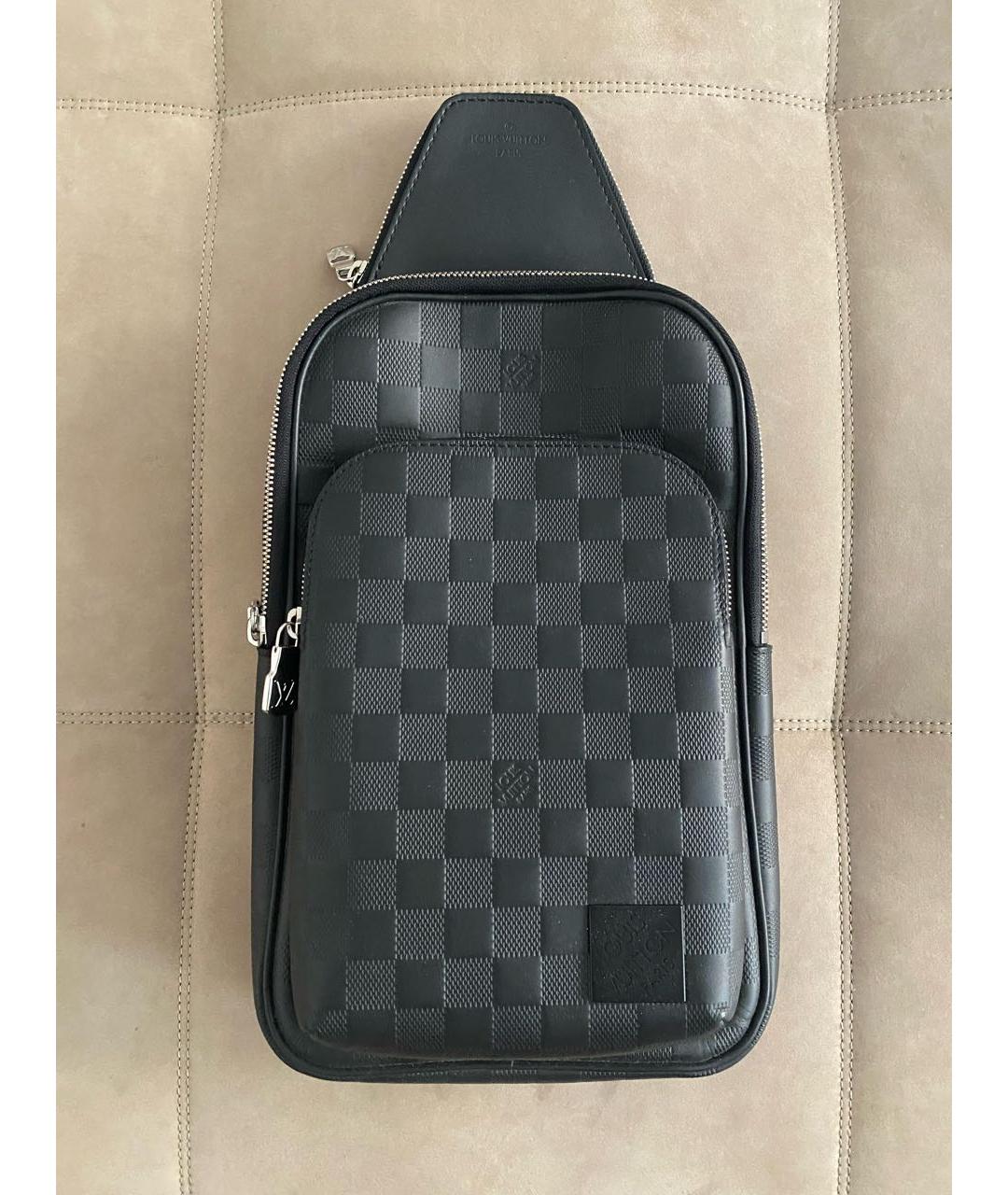 LOUIS VUITTON Черная кожаная сумка на плечо, фото 9