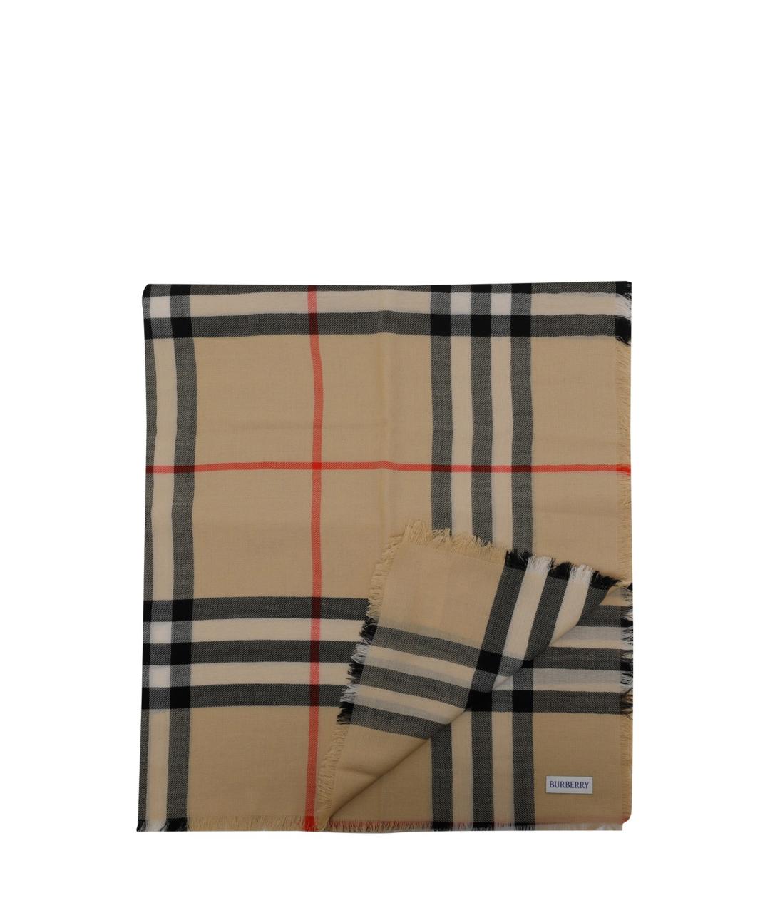 BURBERRY Бежевый шерстяной шарф, фото 1
