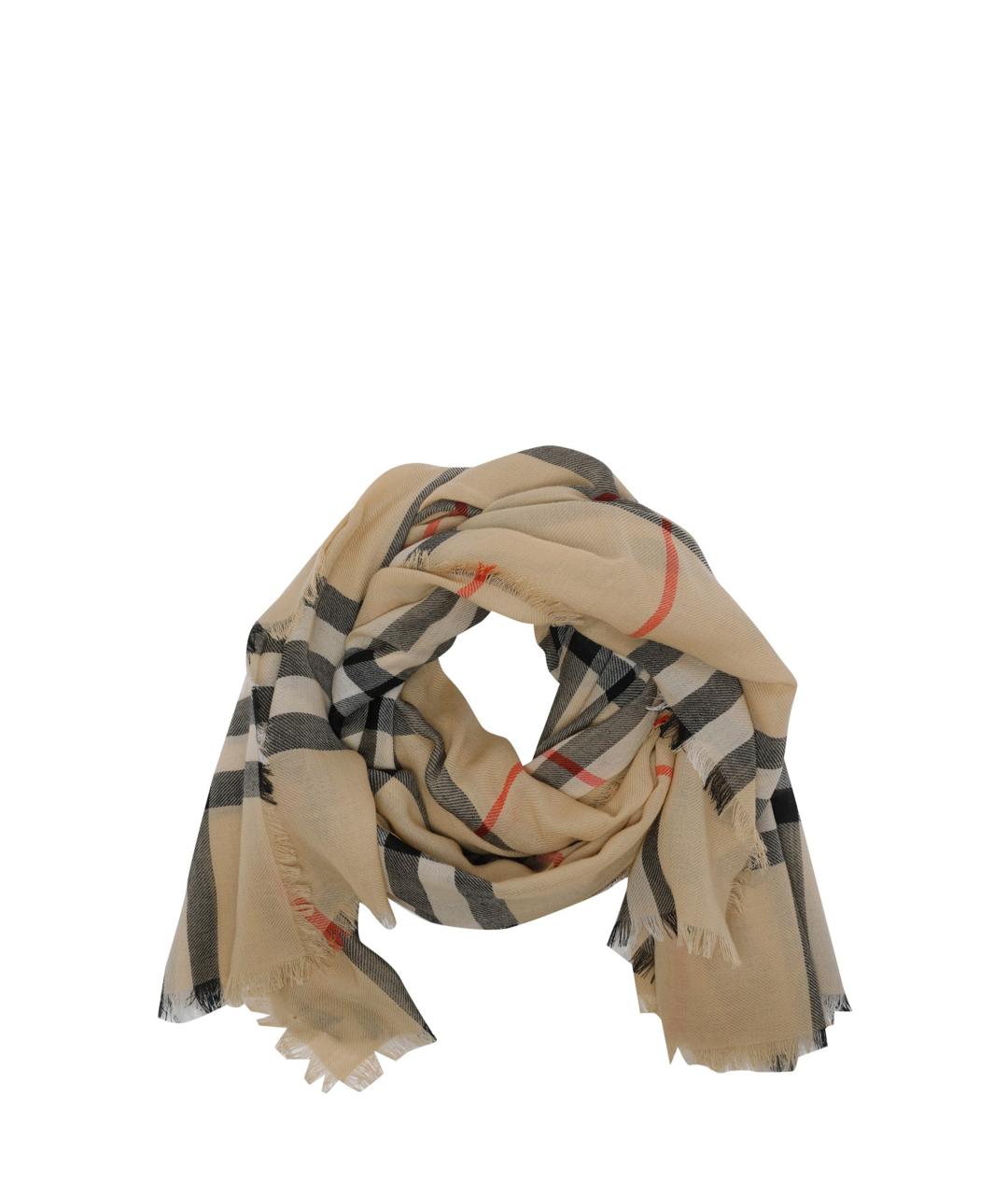 BURBERRY Бежевый шерстяной шарф, фото 2