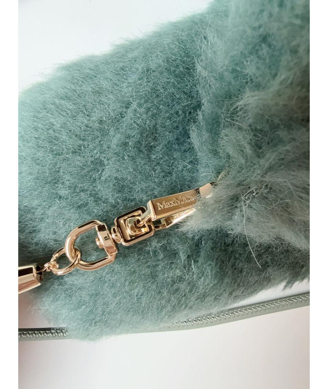 MAX MARA Бирюзовые шерстяные варежки, фото 4