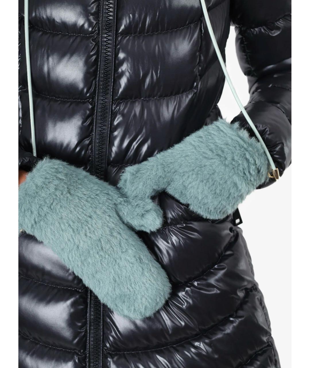 MAX MARA Бирюзовые шерстяные варежки, фото 7