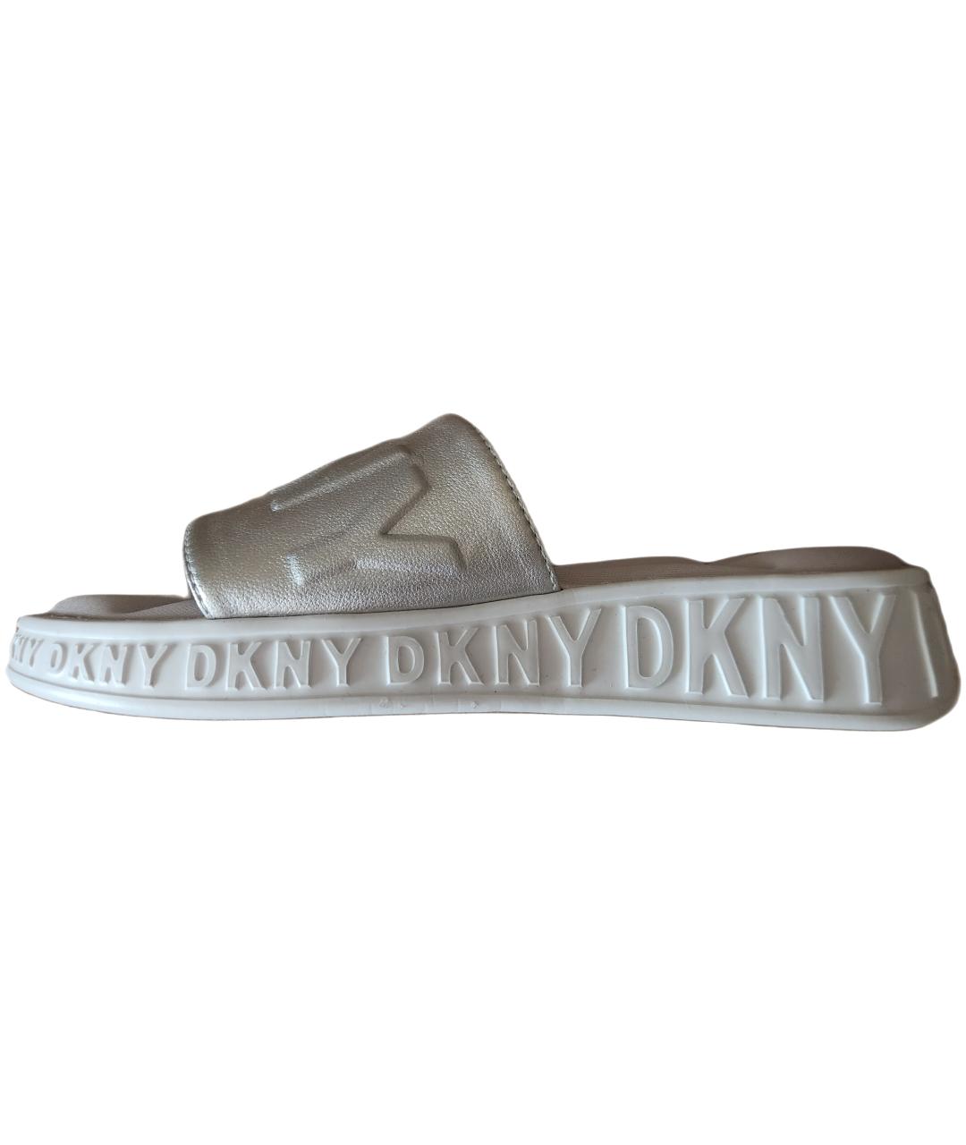 DKNY Серебряные шлепанцы из искусственной кожи, фото 7