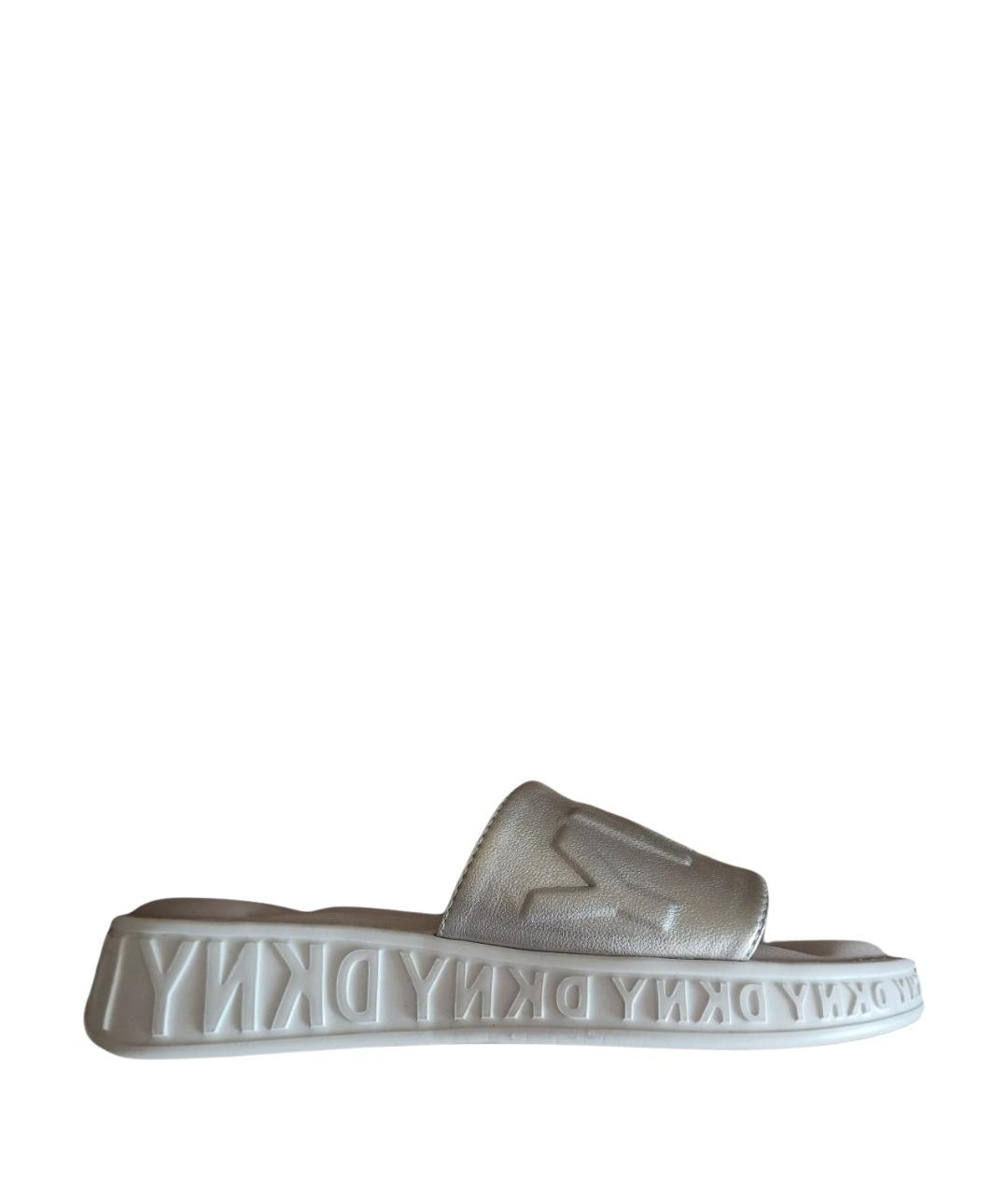 DKNY Серебряные шлепанцы из искусственной кожи, фото 1