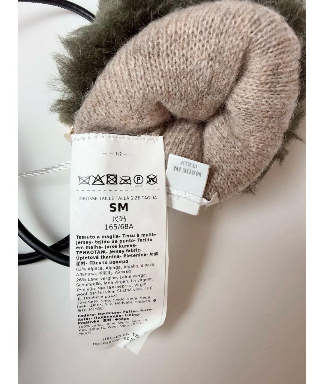 MAX MARA Хаки шерстяные варежки, фото 5