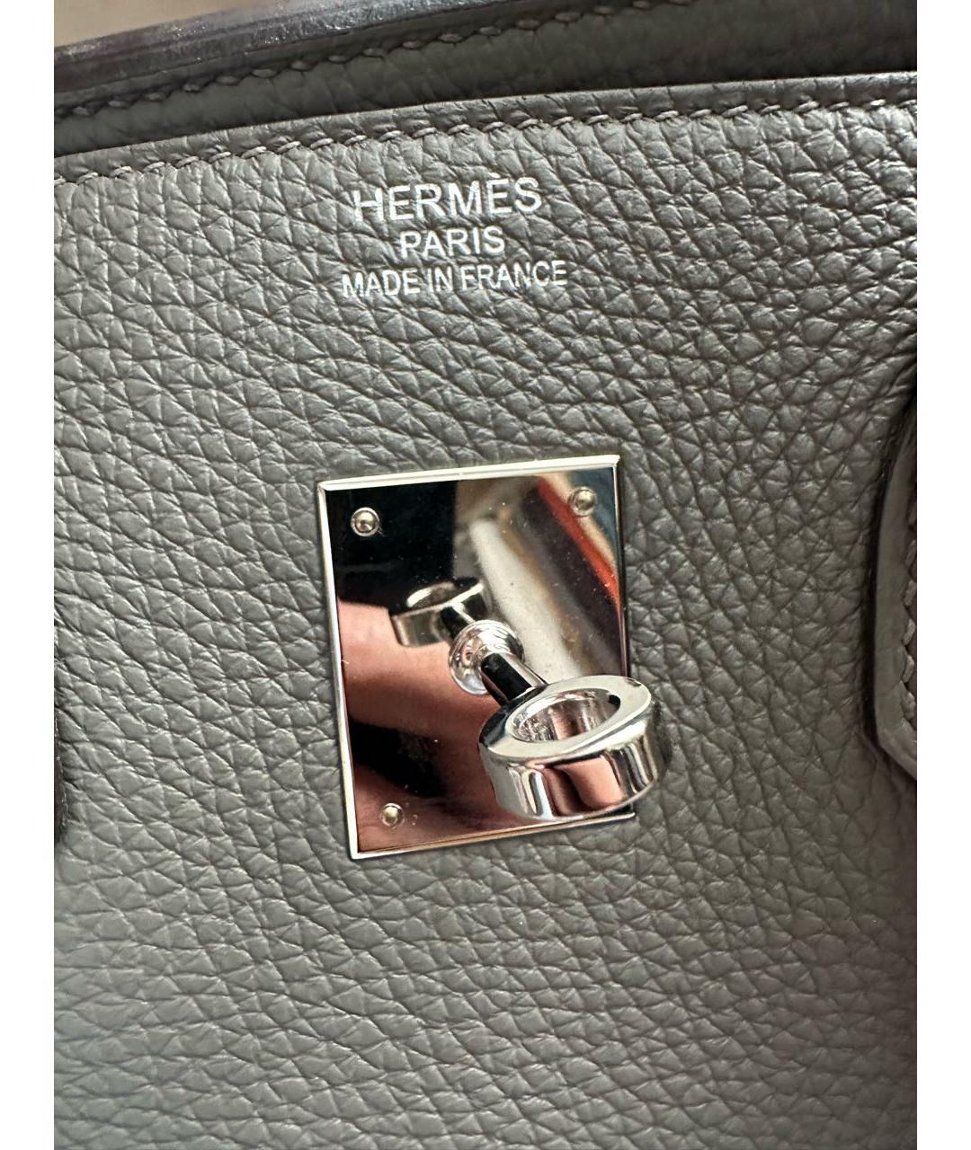 HERMES Антрацитовая кожаная сумка с короткими ручками, фото 7
