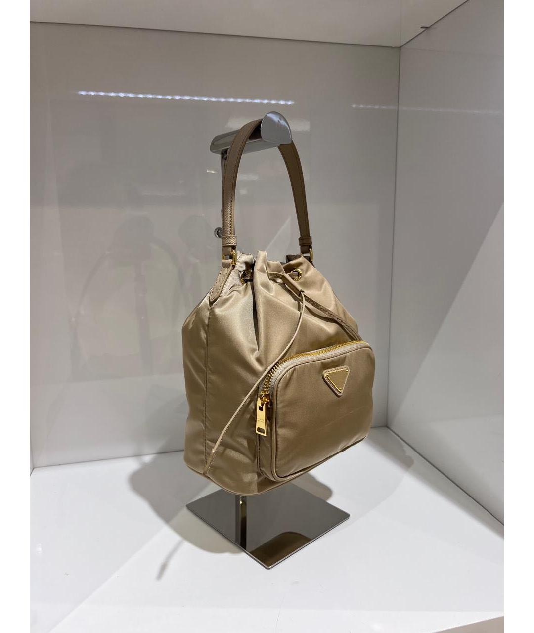 PRADA Бежевая нейлоновая сумка тоут, фото 3