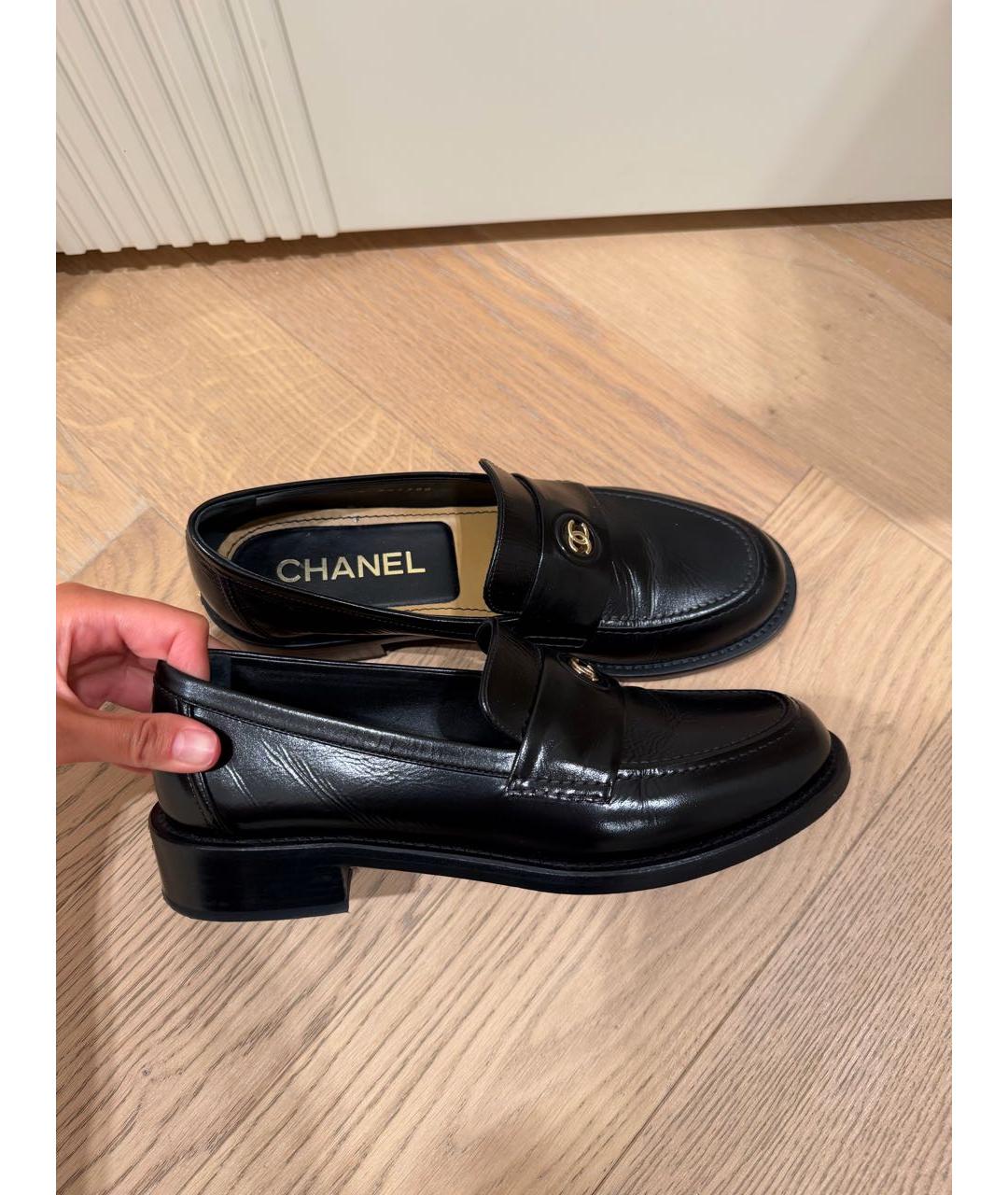 CHANEL Черные кожаные лоферы, фото 8
