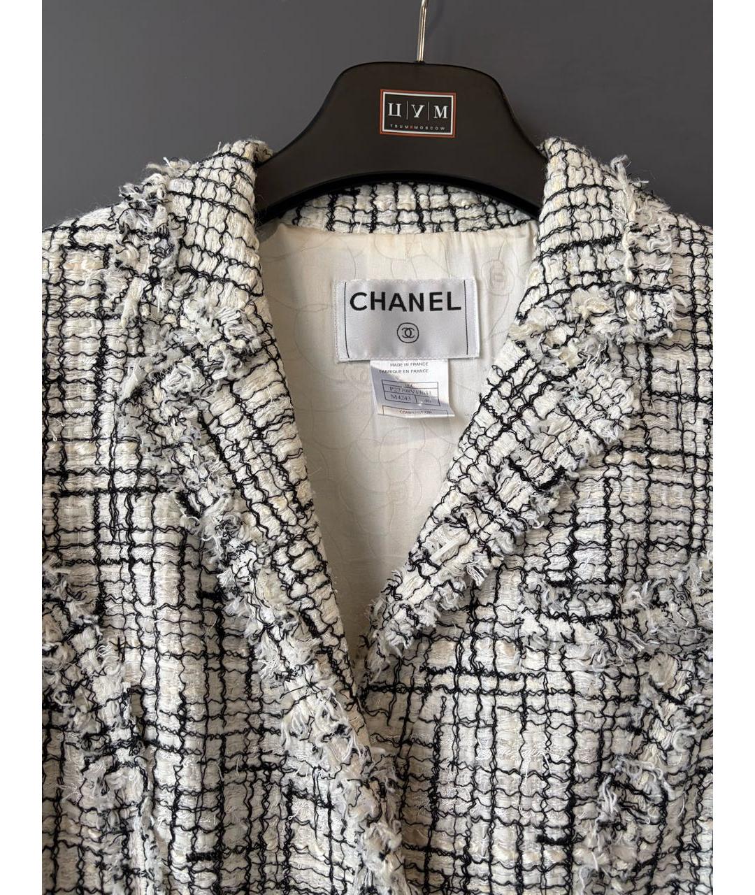 CHANEL Белый твидовый жакет/пиджак, фото 4