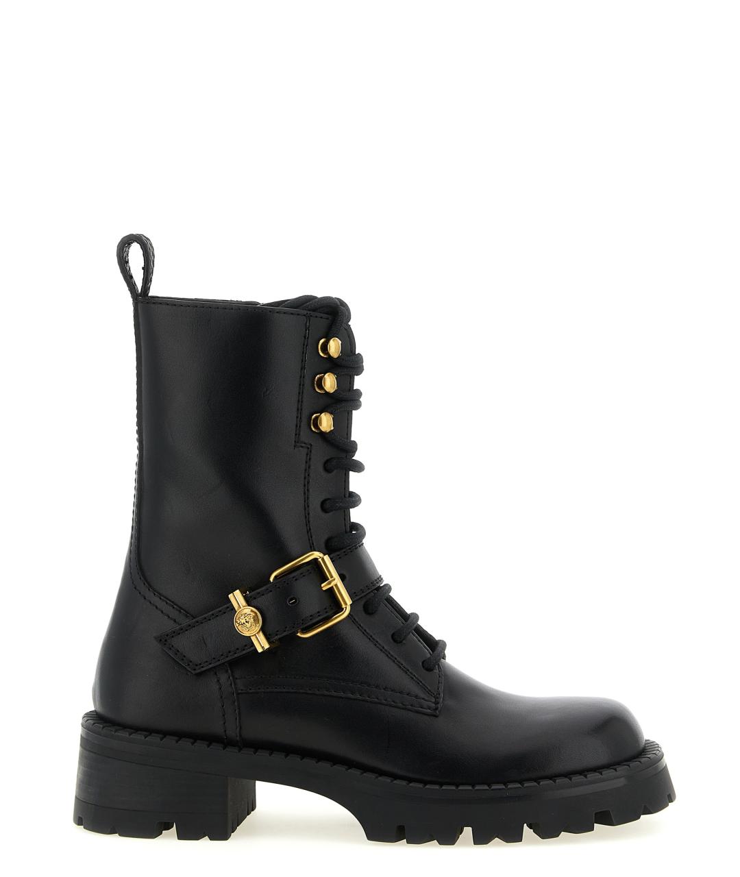 VERSACE Черные кожаные ботинки, фото 1