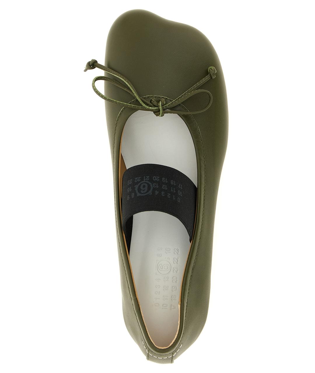 MM6 MAISON MARGIELA Зеленые кожаные балетки, фото 4