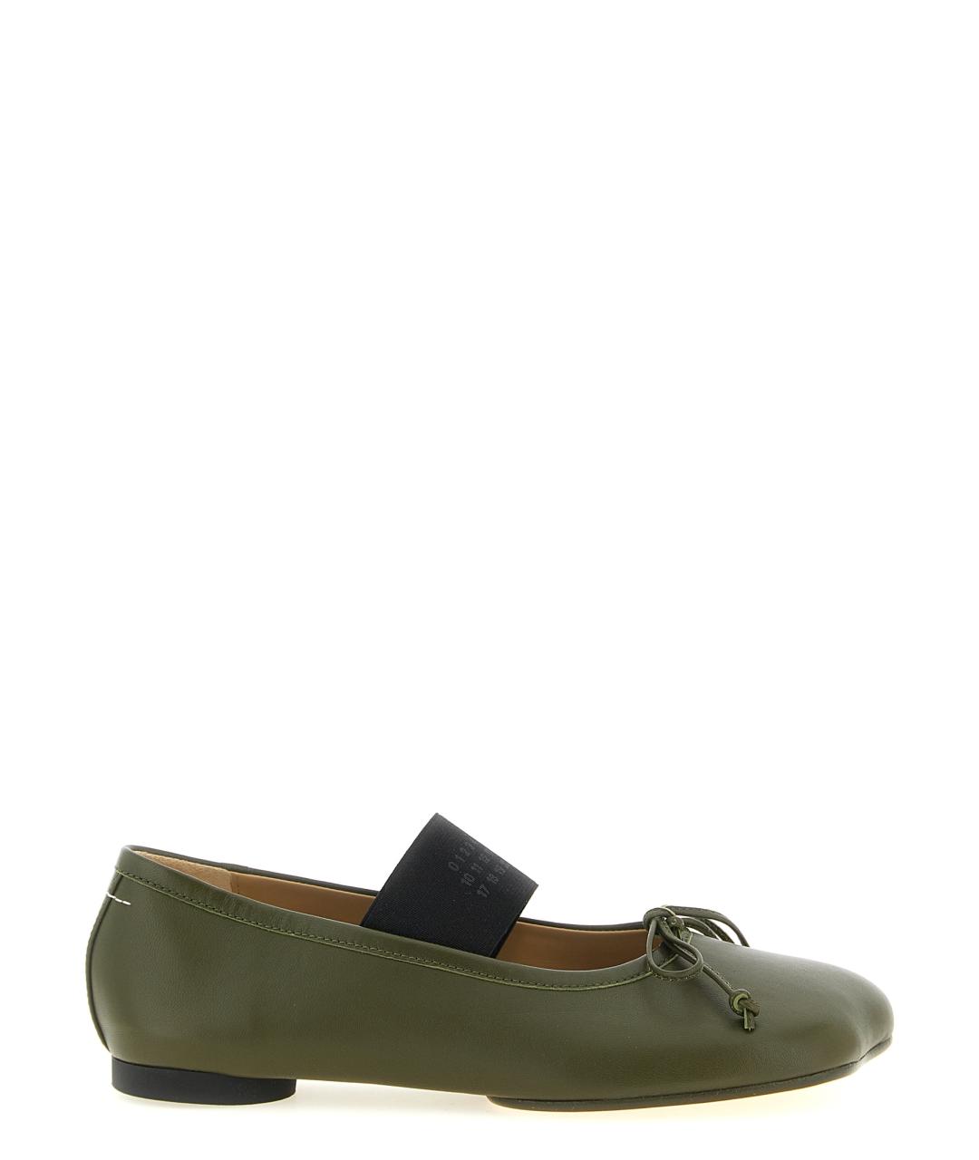 MM6 MAISON MARGIELA Зеленые кожаные балетки, фото 1
