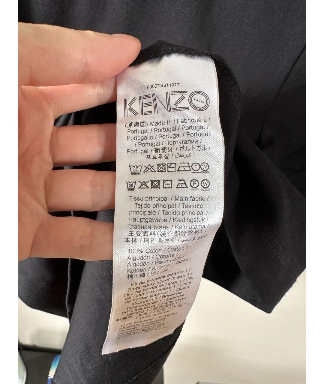 KENZO Черная хлопковая футболка, фото 4