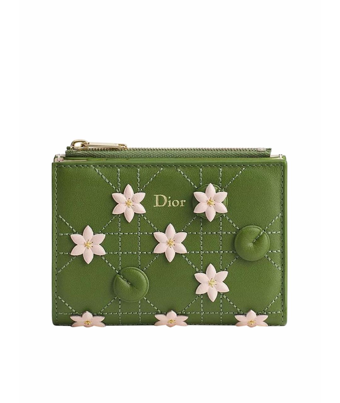 CHRISTIAN DIOR Зеленый кожаный кошелек, фото 1