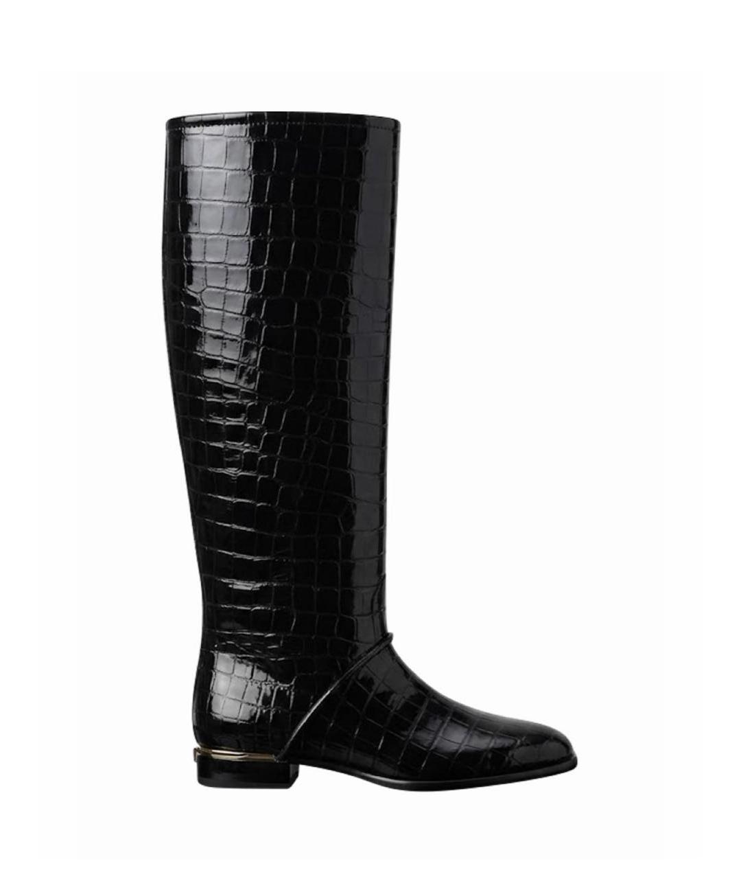 CHANEL Черные сапоги из лакированной кожи, фото 1