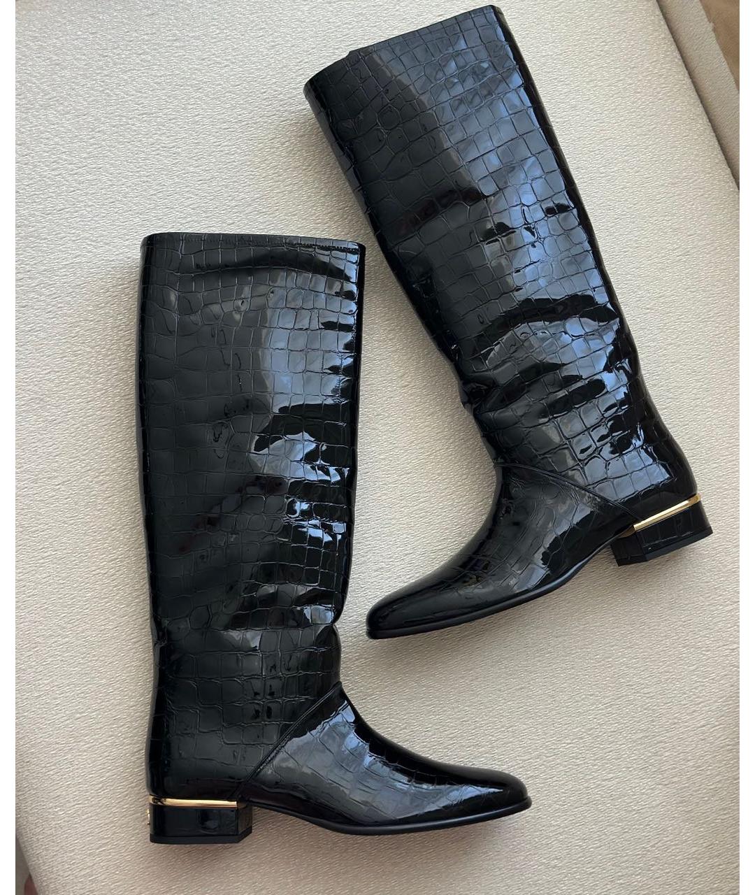CHANEL Черные сапоги из лакированной кожи, фото 4