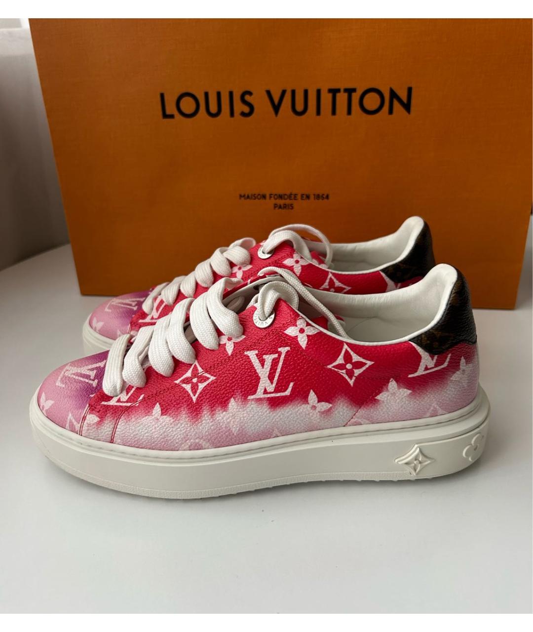LOUIS VUITTON Красные кожаные кеды, фото 7
