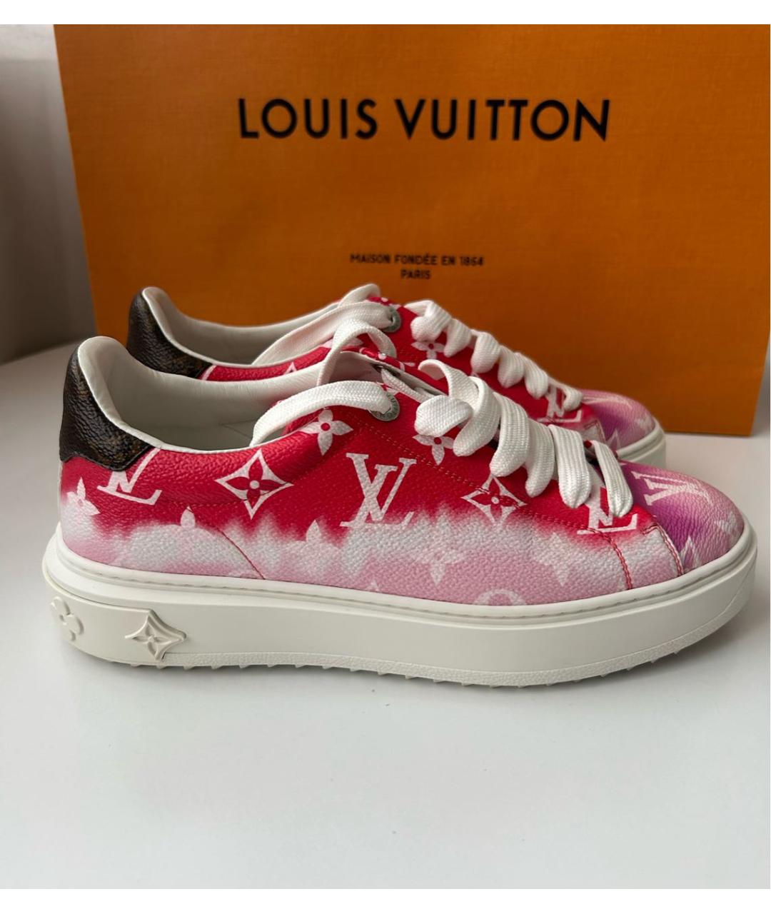 LOUIS VUITTON Красные кожаные кеды, фото 2
